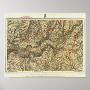 Poster Carte topographique de la vallée de Yosemite