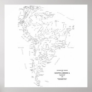 Poster Carte typographique de l'Amérique du Sud