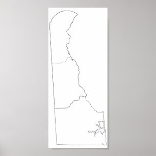 Poster Carte vide d'ensemble des comtés du Delaware
