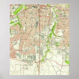 Poster Carte vintage de Fort Worth Texas (1955)