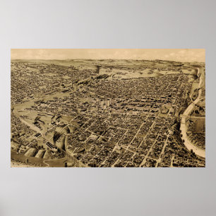 Poster Carte vintage de Fort Worth TX (1891)