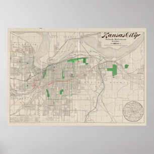 Poster Carte vintage de Kansas City (1893)