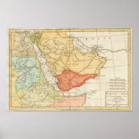 Carte vintage de l'Arabie saoudite (1780)