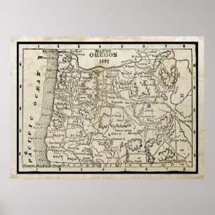 Poster Carte vintage de l'Oregon