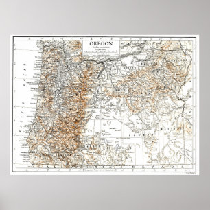 Poster Carte vintage de l'Orégon (1911) 2