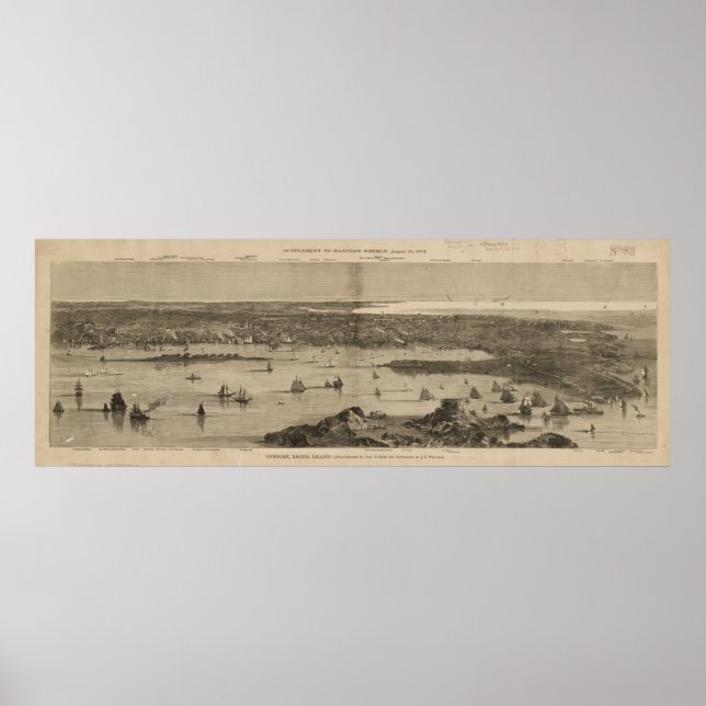 Poster Carte vintage de Newport RI (1873) (Devant)