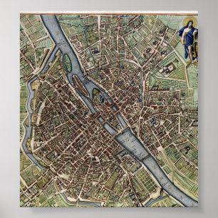 Poster Carte vintage de Paris