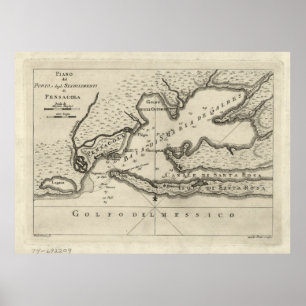 Poster Carte vintage de Pensacola Floride (1763)