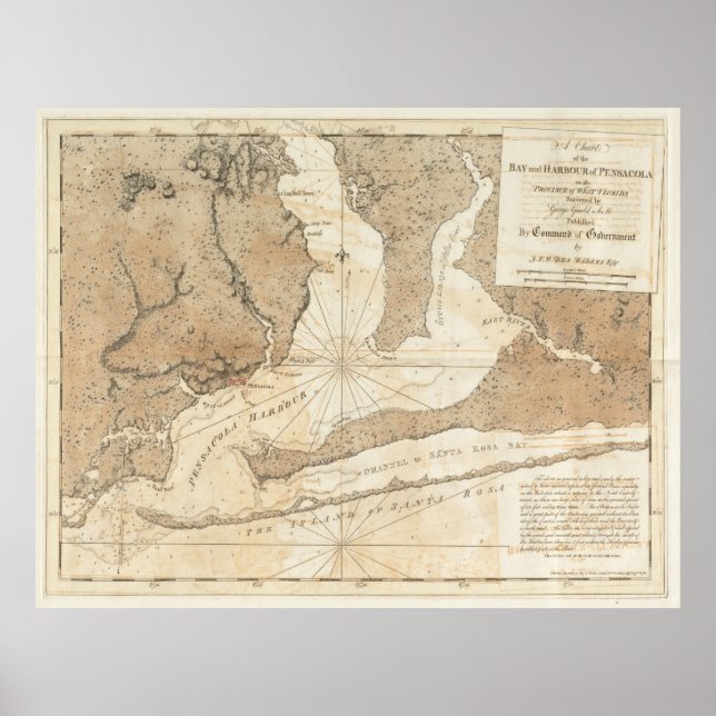 Poster Carte vintage de Pensacola Floride (1780) (Devant)