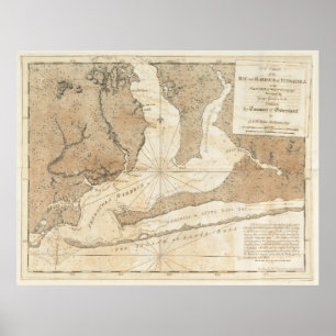 Poster Carte vintage de Pensacola la Floride (1780)