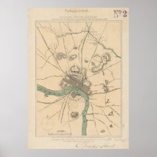 Poster Carte vintage de Richmond la Virginie (1867)