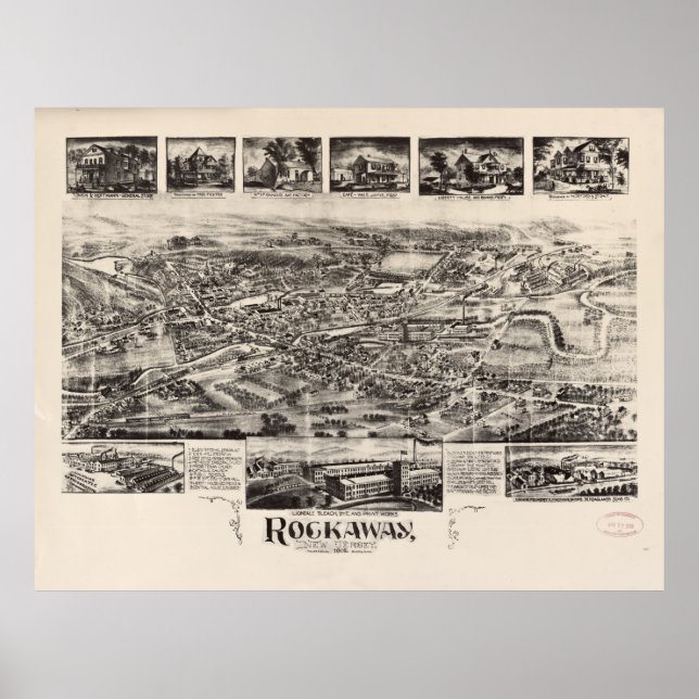 Poster Carte vintage de Rockaway NJ (1902) (Devant)