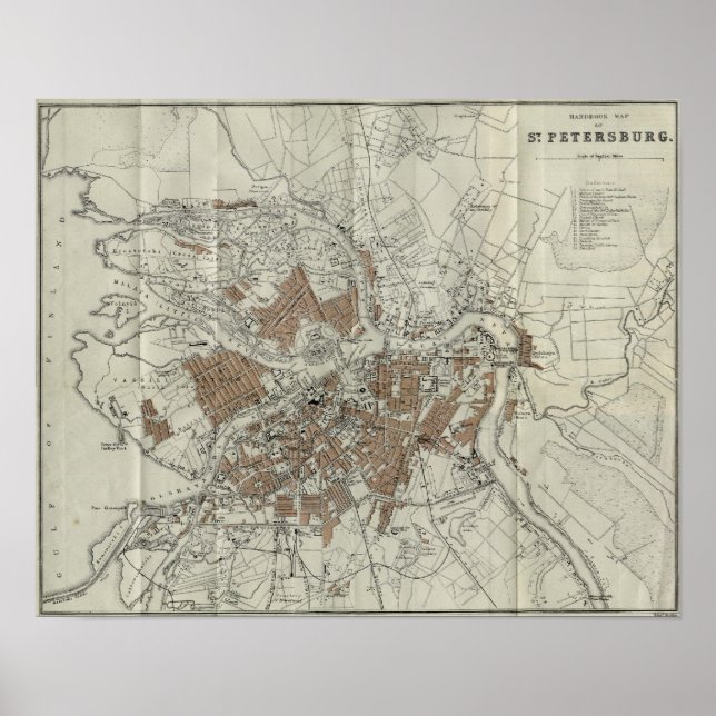 Poster Carte vintage de Saint-Pétersbourg (1893) (Devant)