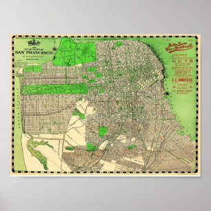 Poster Carte vintage de San Francisco à partir de 1909