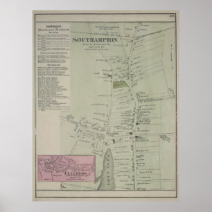 Poster Carte vintage de Southampton New York (1873)