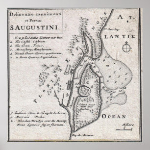 Poster Carte vintage de St. Augustine Florida (1737)