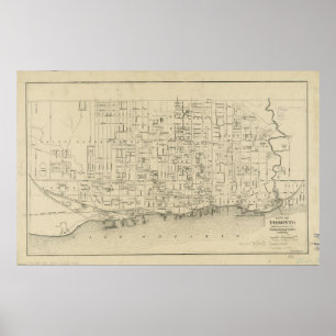 Poster Carte vintage de Toronto Canada (1880)