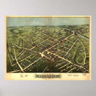 Poster Carte vintage de Westfield NJ (1875)