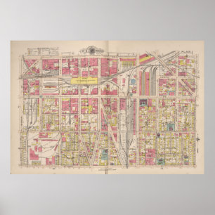 Poster Carte vintage d'Indianapolis Indiana (1916)