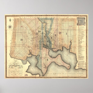 Poster Carte vintage du Maryland de Baltimore (1822)