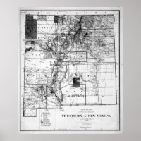 Carte vintage du Nouveau-Mexique (1882)