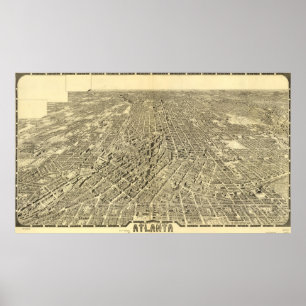 Poster Carte vintage Pictorial de Atlanta Georgia (1919)