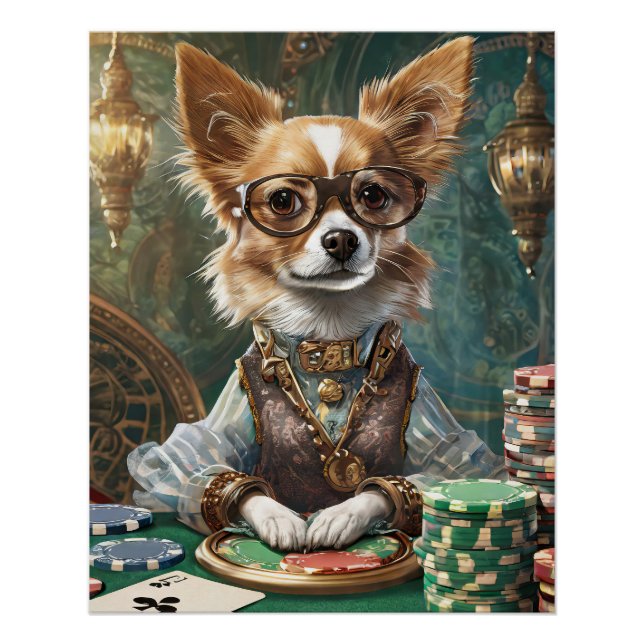 Poster Cartes de comptage, Steampunk Chihuahua Poker Boss (Devant)