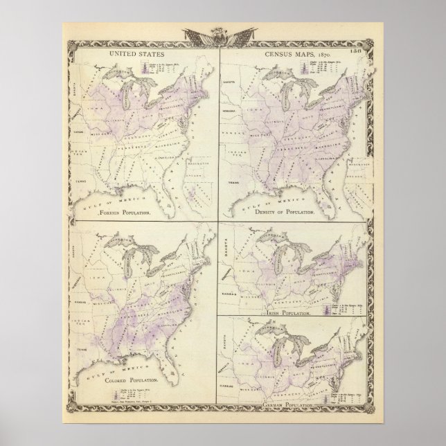 Poster Cartes de recensement des États-Unis de 1870 (Devant)