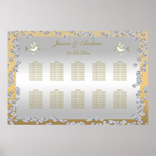 Poster Cartes de sièges Gold & Silver & Doves