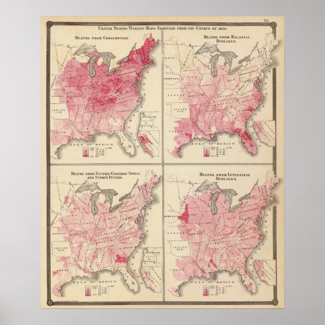 Poster Cartes de vitalité des États-Unis (Devant)