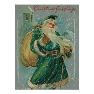 Poster Cartes de vœux de Noël - Carte postale rétro du Pè