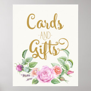 Poster cartes et cadeaux mariage rose rose fleurie signe
