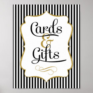 Poster Cartes et cadeaux Signe Noir Gold Stripe