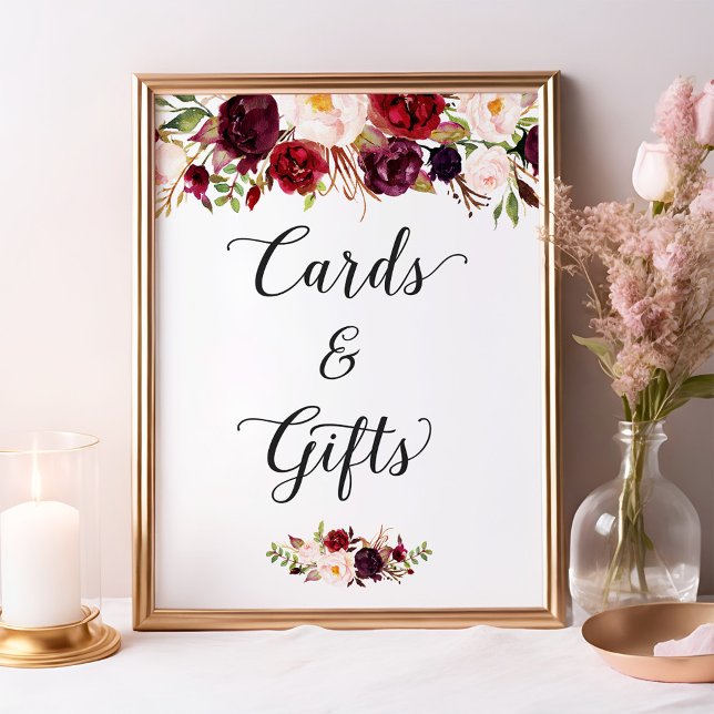 Poster Cartes et cadeaux | SYMBOLE Mariage Floral Bourgog (Créateur téléchargé)