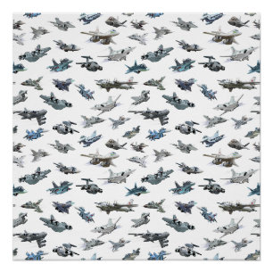 Poster Cartographie avions militaires sans couture motif