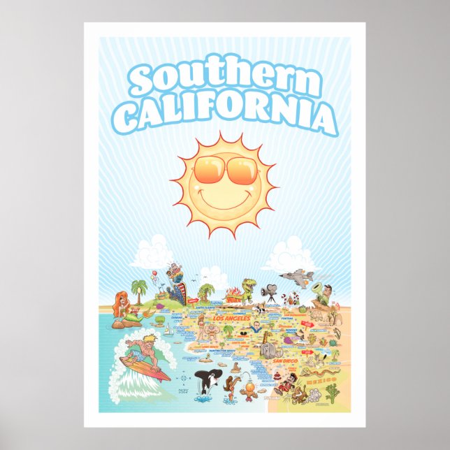 Poster Cartographie de la Californie du Sud (Devant)