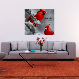 Poster Carton brillant Oiseaux Cardinaux Rouges Les Anges