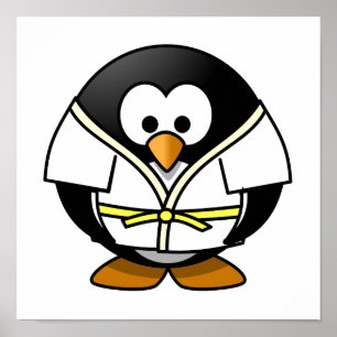 Poster Cartoon Judo Penguin