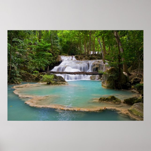 Poster Cascade dans la forêt tropicale (Devant)