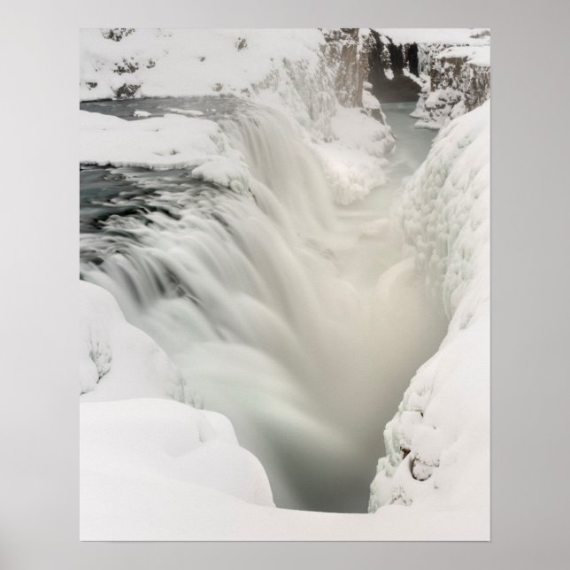 Poster Cascade de Godafoss, hiver, Islande (Devant)