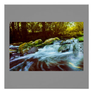 Poster Cascade d'eau Roche Verte Nature Personnaliser