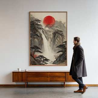 Poster Cascade japonaise Zen Art Décor mur imprimé