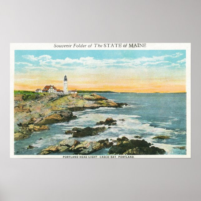 Poster Casco Bay Vue du phare de Portland Head (Devant)