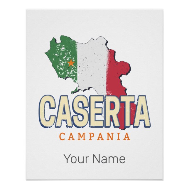 Poster Caserta Italie Rétro Campanie Carte Souvenir Vinta (Devant)