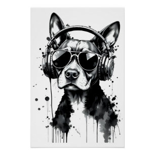 Poster Casque de chien cool Cute Animaux de compagnie enc