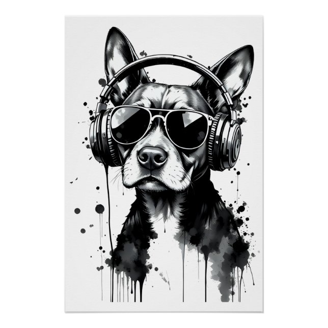Poster Casque de chien cool Cute Animaux de compagnie enc (Devant)