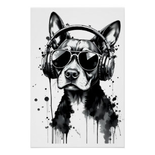Poster Casque de chien cool Cute Animaux de compagnie enc