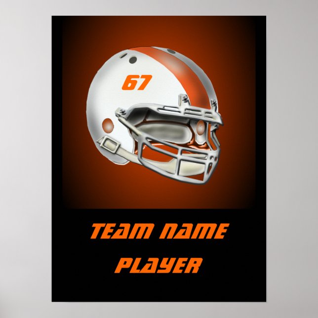 Poster Casque de football blanc et orange (Devant)