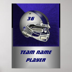Poster Casque de football de bleu marine d'argent et