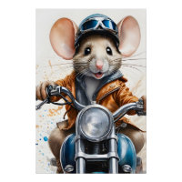 Casque mignonne de souris à cheval sur une moto
